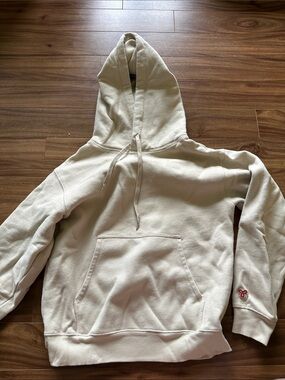 TNA Cream Hoodie with Red & Navy Stripe Trim